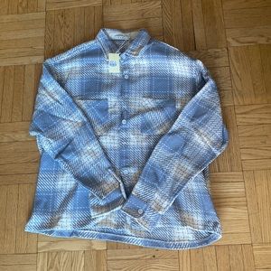 Brand New Never Worn Men’s Classic Flannel Shirt - Blue/White XXL